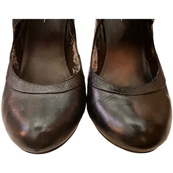 Anthropologie Biviel Spain Leather Round Toe Heels Shoes FLAWS SZ 8 Black Whimsy - Picture 3 of 11